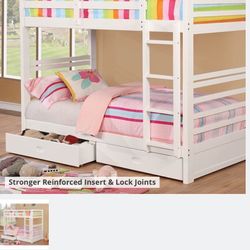 Litera Blanca Twin Twin Con Cajones Abajo.  