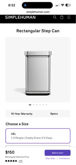 SuperHuman 45L Brand NEW step trash can