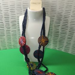 #2112, COLDWATER CREEK, WOODEN BEAD, MULTISTRAND. NEW WITH TICKET
