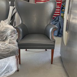 Set Of 2 Leather Wingback Office Chairs W BRAND NEW leather Upholstery 