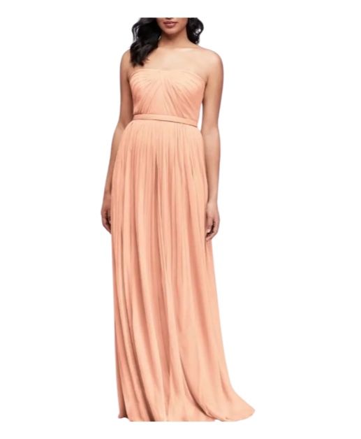 NWT-David's Bridal Bridesmaid Dress - Peach Bellini, Floor Length SIZE- 8