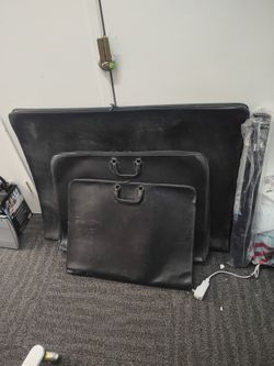 Black Leather Art Portfolio Cases Set of 3