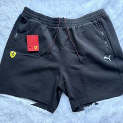 New Puma Ferrari Black Mens Size 2XL Comfortable Sweat Shorts 