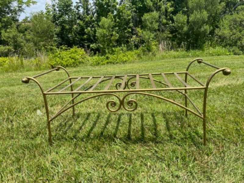 Vintage Wrought Iron Mid-Century Modern Double Bench