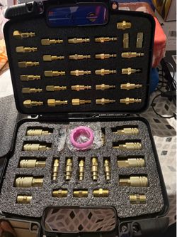 60Pcs 1/4" NPT Quick Connect Air Hose Fittings Kit for Air Compressor, Couplers, Plugs & Adapters Set, Pneumatic Air Line Accessories, O-Rings, Storag