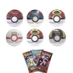 6 x Pokémon TCG Pokeball Tins - 18 Booster Packs Factory Sealed 