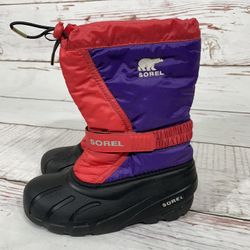 Sorel Youth Flurry NY1810-608 Black/Red/Purple Insulated Snow Boots Youth size 4