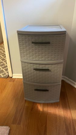 3-Drawer Plastic Storage Drawer Cart, Gray