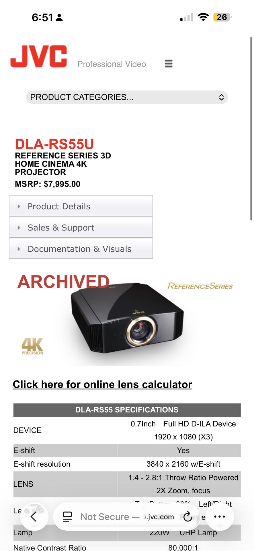 JVC Theater Projector 