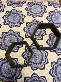NEED GONE ASAP-Black Hexagon Wall Shelves Set of 2