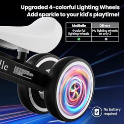 New In Box Baby Balance Bike for 1 Year Old Boys Girls, Colorful Lighting 10-24 Months Push Toddler Toys Bicycle, 4 Wheels Baby First Bike for Kid's 1