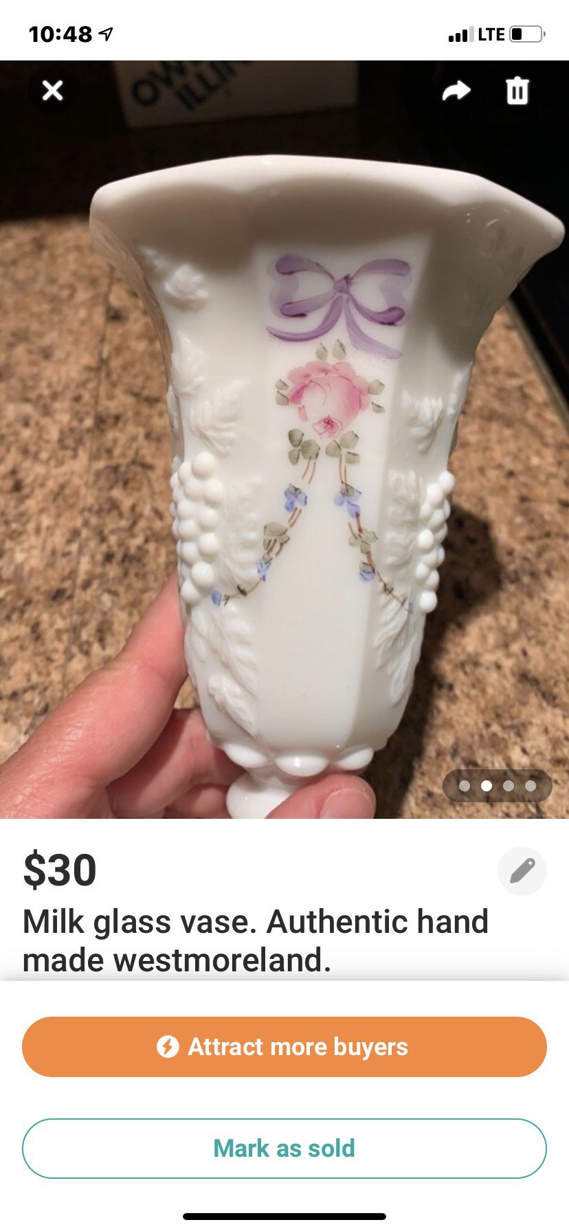 Milk glass vase