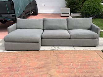 Crate and Barrel L Sectional Sofa Grey - Delivery Available