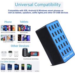 🆕 in 📦 USB Charging Station,20-Port 100W/20A Multi-USB Charger Station for Smartphones,Tablets&Other Devices