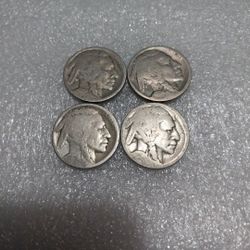 4 Dateless Buffalo Nickels