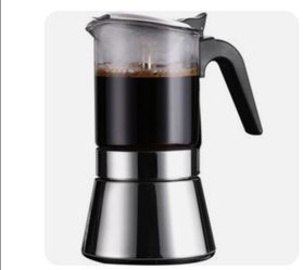 Stainless steel and borosilicate glass moka pot