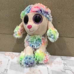 Rainbow poodle beanie boo dog