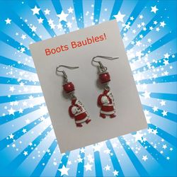 Santa Clause Christmas Beaded Earrings 