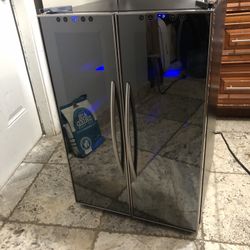 Bottles Mirrored Black Dual Zone Cooling Freestanding Indoor Wine 