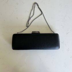 Olga Berg Hard Case Black Clutch Metal Chain