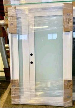 White Exterior Door with Full Glass Panel