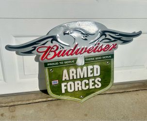 Budweiser Armed Forces Metal Beer Bar Sign