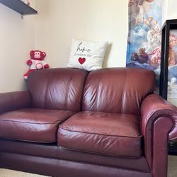 Free Red Leather Loveseat 