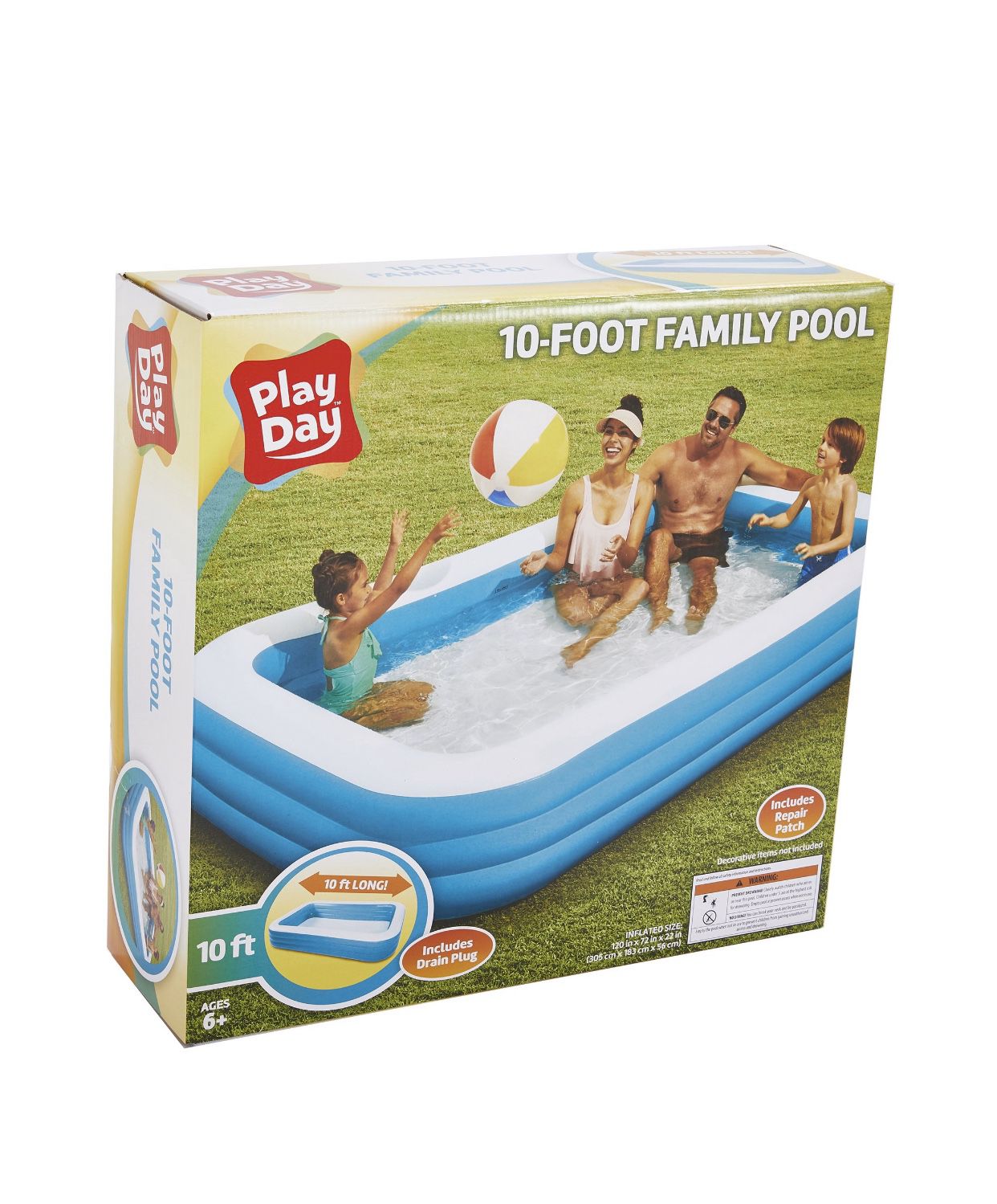 Play Day Deluxe 10 Foot Inflatable Pool