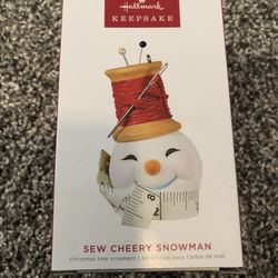Hallmark 2022 Sew Cheery Snowman Ornament - NEW