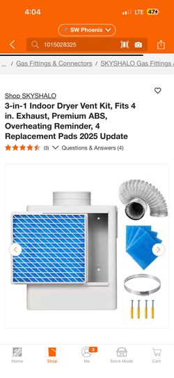 3-in-1 Indoor Dryer Vent Kit, Fits 4 in. Exhaust, Premium ABS, Overheating Reminder, 4 Replacement Pads 2025 Update