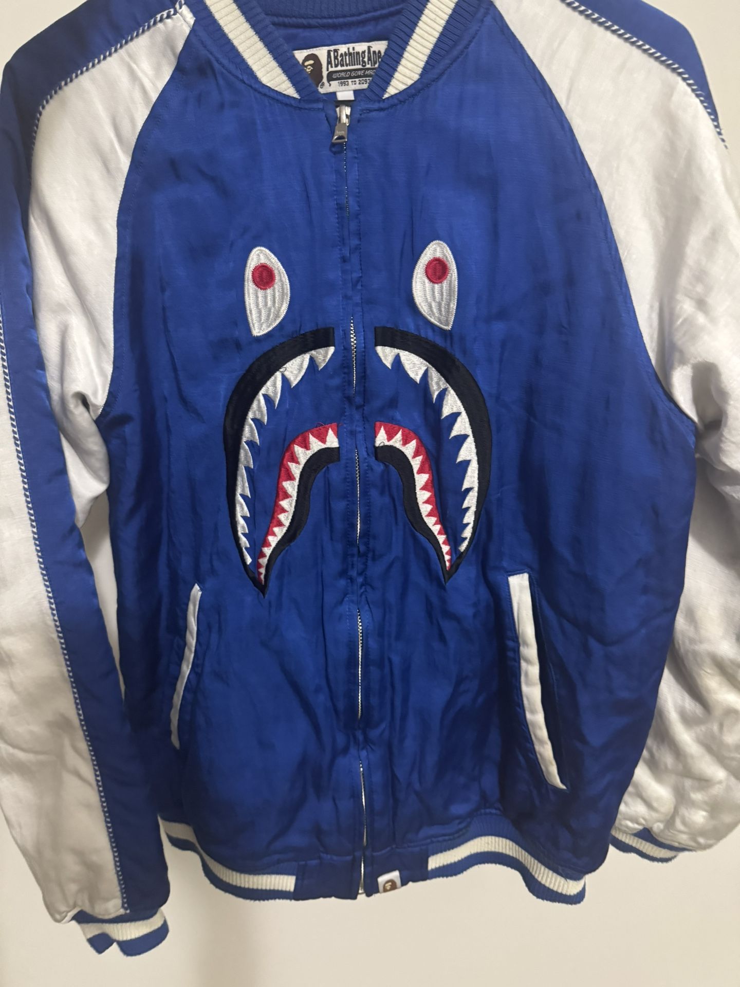 BAPE SHARK bomber jacket Blue A Bathing Ape Size L