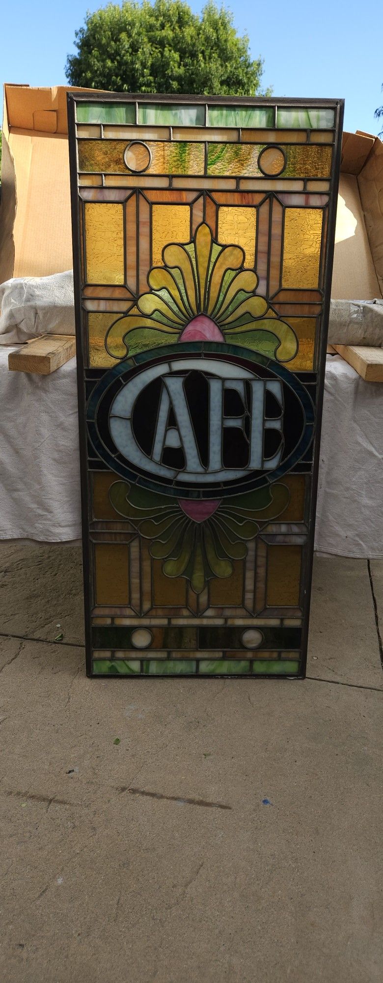 Vintage Cafe Sign Stained Glass
