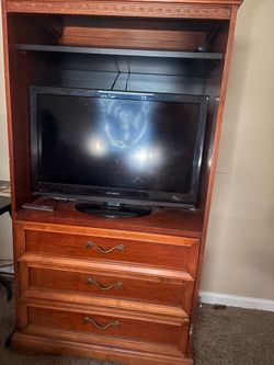 Solid Wood TV Armoire with 32” TV