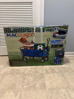 Mac sports heavy duty collapsible utility wagon, steel frame, 150lb capacity, blue. (OPEN BOX)
