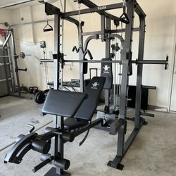  Smith Machine SM1001/FID Adj Bench/Gym Equipment/Fitness/Squat Rack/‼️⭕️WEIGHTS AND OLYMPIC BARBELL SOLD INDIVIDUALLY ⭕️‼️FREE  DELIVERY🚚 