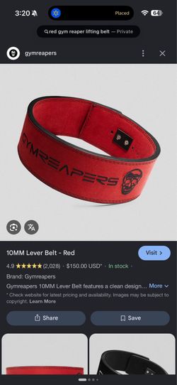Gymreaper lift belt 10mm size large