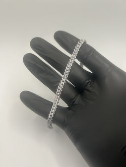 Moissanite Miami Cuban Prong Link Iced Hip Hop Silver Bracelet 7 Inch 6mm VVS1