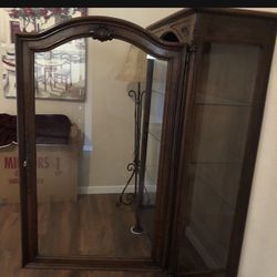 Antique Armoire. Good Condition With Original Key And Glass Shelves