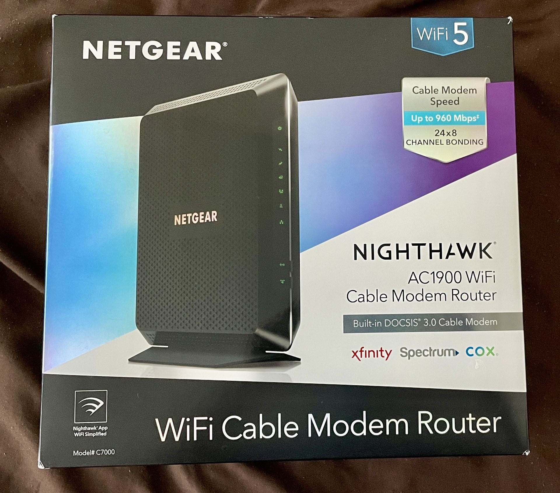 NETGEAR Nighthawk AC1900 (24x8) DOCSIS 3.0 WiFi Cable Modem Router Combo (C7000) for Xfinity from Comcast, Spectrum, Cox, more