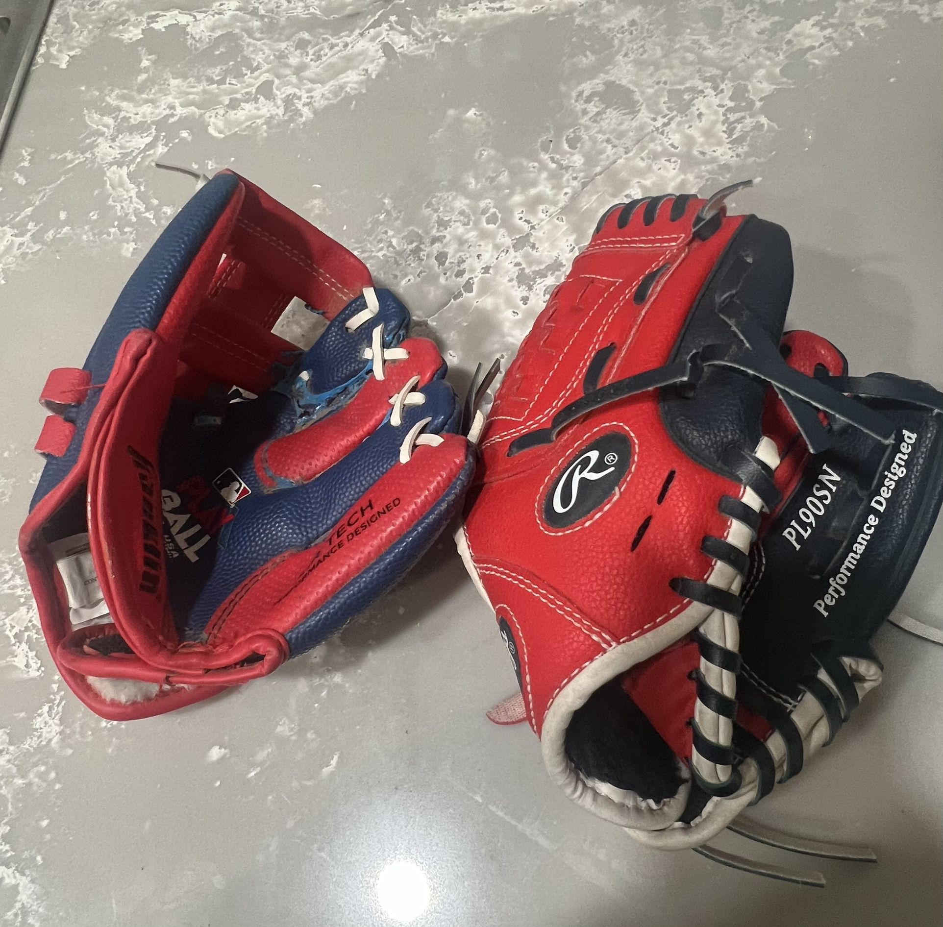 Children’s Rawlings and Franklin Baseball Gloves 