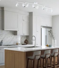 Track Light Fixture with Adjustable Heads & Bulbs Included - 8-light - Matte White