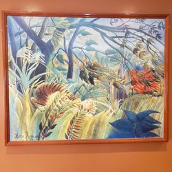  Art Painting "Tiger In A Tropical Storm" by Henri Rousseau (Printed On Canvas - Used) 