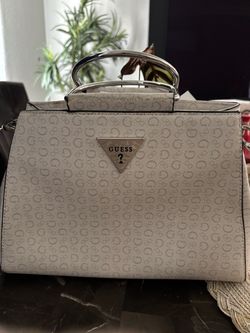 Guess Monogram Structured Satchel Handbag