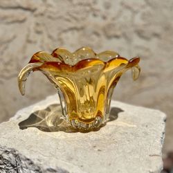 Yellow Amber Glass Centerpiece Art Glass 
