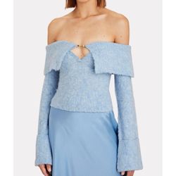 Cult Gaia Audie off-the-shoulder knit top in ice blue size M medium
