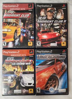 MidNight Club 1,2,3 DUB Remix & Need For Speed Underground Playstation 2 Games CIB Bundle