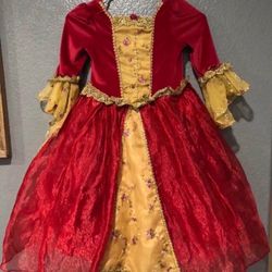 DISNEY STORE BELLE COSTUME DRESS HOLIDAY BELLE DRESS RED CHRISTMAS BELLE DRESS BEAUTY AND THE BEAST