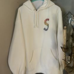Supreme Swarovski S Logo Hooded Sweatshirt Medium White