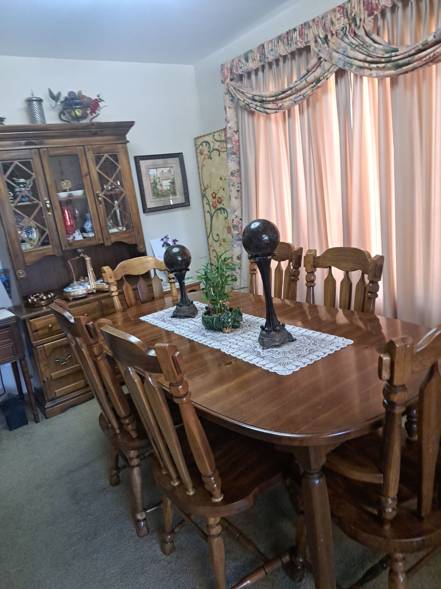solid oak amish made dining room set and 6 chairs set #diningroom #furniture