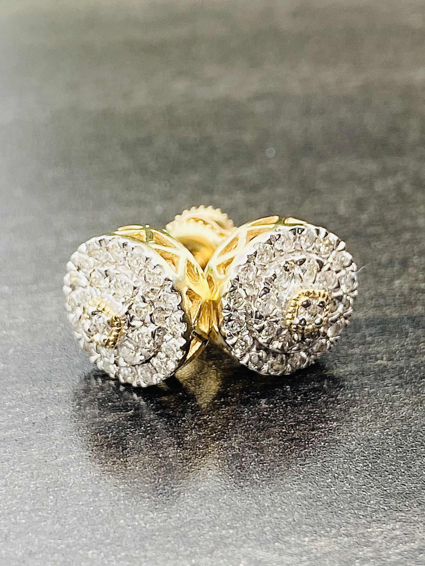 YELLOW GOLD 10KT .50ct DIAMONDS STUD EARRINGS MENS OR LADIES